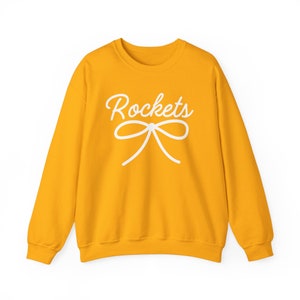 Rockets Mascot Bow Sweatshirt Rockets Shirt Rockets Crewneck Rockets Bow Shirt Rockets Sweatshirt Gameday Shirt Coquette Rockets Shirt image 3