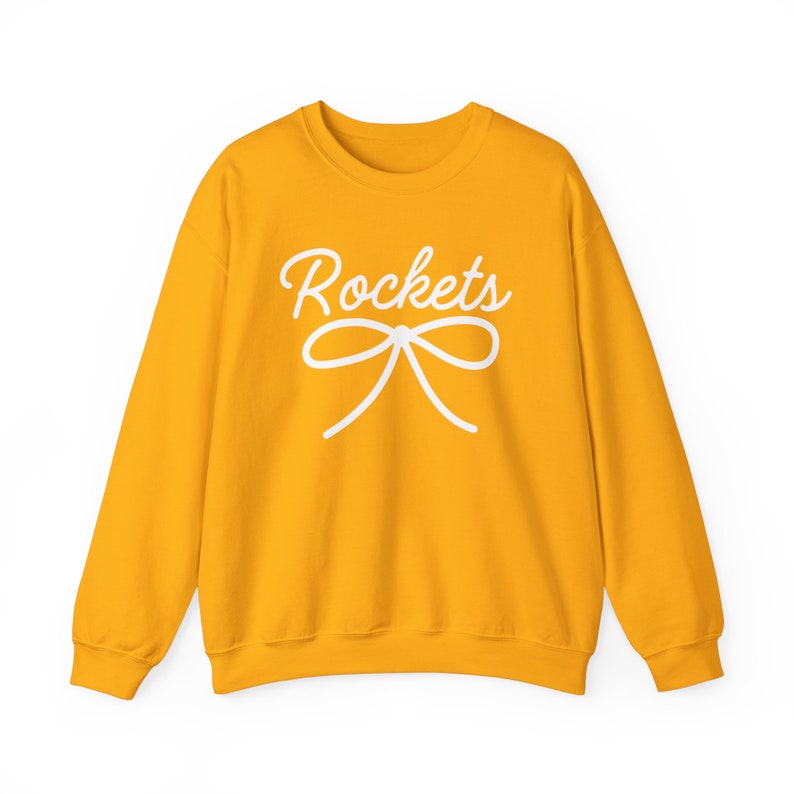 Rockets Mascot Bow Sweatshirt Rockets Shirt Rockets Crewneck Rockets Bow Shirt Rockets Sweatshirt Gameday Shirt Coquette Rockets Shirt image 3