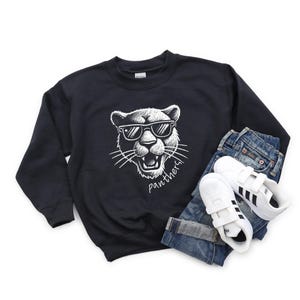 Kids Panthers Sweatshirt Panther Mascot School Spirit Back to School Youth Team Panthers Shirt Go Panthers Crewneck Sweatshirt Panther Pride