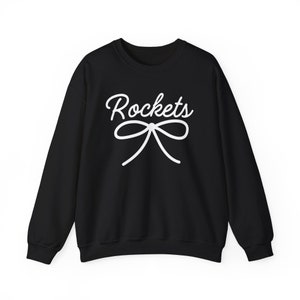 Rockets Mascot Bow Sweatshirt Rockets Shirt Rockets Crewneck Rockets Bow Shirt Rockets Sweatshirt Gameday Shirt Coquette Rockets Shirt image 2