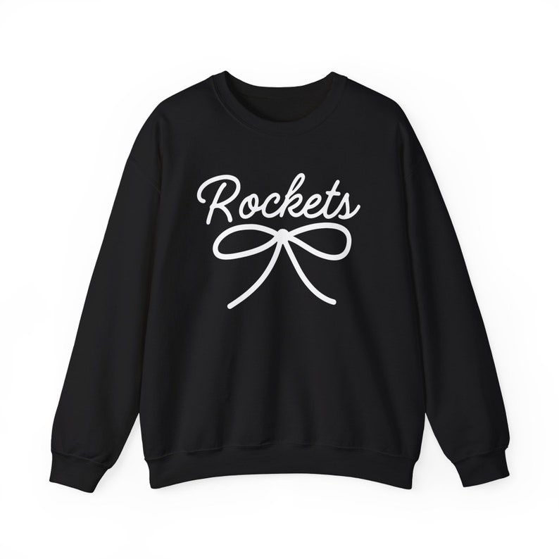Rockets Mascot Bow Sweatshirt Rockets Shirt Rockets Crewneck Rockets Bow Shirt Rockets Sweatshirt Gameday Shirt Coquette Rockets Shirt image 2