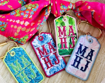 Mahjong Bag Tag Custom Embroidered Key Ring Preppy Boat Tote Charm Mahj Keychain Mahjong Hostess Gift Easter Gift Mother’s Day Bag Charm