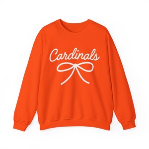Cardinals Mascot Bow Sweatshirt Cardinals Shirt Cardinals Crewneck Cardinals Bow Shirt Cardinals Sweatshirt Gameday Shirt Coquette Cardinals image 4