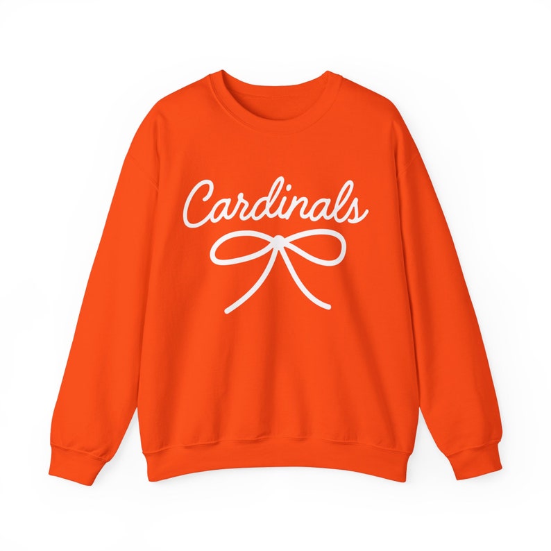 Cardinals Mascot Bow Sweatshirt Cardinals Shirt Cardinals Crewneck Cardinals Bow Shirt Cardinals Sweatshirt Gameday Shirt Coquette Cardinals image 4
