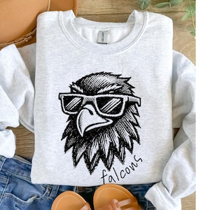 Falcons Mascot Crewneck Sweatshirt Elementary Teacher Shirt Falcons School Shirt Falcon Mascot Back to School Shirt Falcons Spirit Shirt
