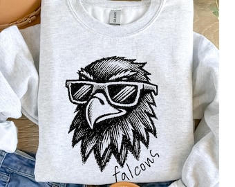 Falcons-mascotte sweatshirt met ronde hals leraar basisschoolshirt Falcons-schoolshirt Falcon-mascotte-shirt terug naar school-shirt Falcons Spirit