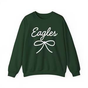 Eagles Mascot Bow Sweatshirt Eagles Shirt Eagles Crewneck Eagles Bow Shirt Eagles Sweatshirt Gameday Shirt Preppy Coquette Eagles Shirt image 5