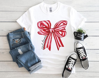 Custom Mascot Bow Shirt Custom Team Name Shirt Back to School First Day of School Teacher Tee Coquette Gameday Bow Shirt