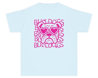 Maglietta Bulldog per bambini, colori scolastici personalizzati, maglietta con mascotte Bulldog, maglietta per il ritorno a scuola, maglietta per il primo giorno di scuola, taglie per ragazzi, maglietta con mascotte personalizzata
