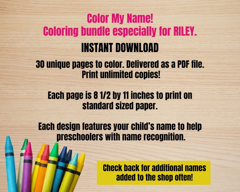 Color My Name RILEY Personalized Coloring Page Bundle Etsy