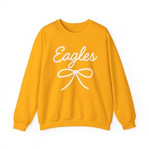 Eagles Mascot Bow Sweatshirt Eagles Shirt Eagles Crewneck Eagles Bow Shirt Eagles Sweatshirt Gameday Shirt Preppy Coquette Eagles Shirt image 3