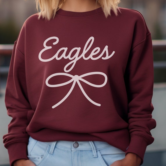 Eagles Mascot Bow Sweatshirt Eagles Shirt Eagles Crewneck Eagles Bow Shirt Eagles Sweatshirt Gameday Shirt Preppy Coquette Eagles Shirt