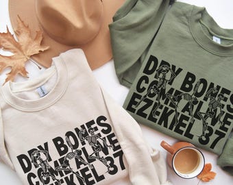 Felpa girocollo Dry Bones Come Alive, felpa cristiana di Halloween Dry Bones, felpa con scheletro danzante, maglietta con scheletro Ezekiel 37