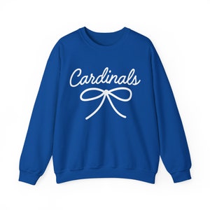 Cardinals Mascot Bow Sweatshirt Cardinals Shirt Cardinals Crewneck Cardinals Bow Shirt Cardinals Sweatshirt Gameday Shirt Coquette Cardinals image 9