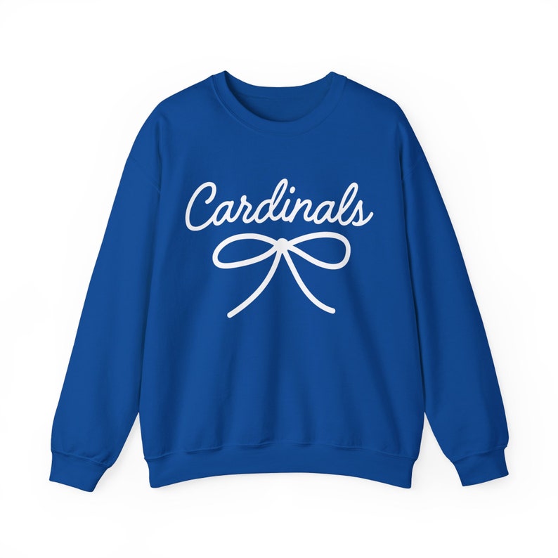 Cardinals Mascot Bow Sweatshirt Cardinals Shirt Cardinals Crewneck Cardinals Bow Shirt Cardinals Sweatshirt Gameday Shirt Coquette Cardinals image 9