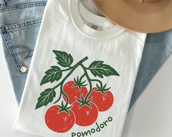 Italian Summer Tomato Shirt Comfort Colors Tomato Block Print Graphic Tee Summer Vacation Tee Farmers Market Tee Farmstand Shirt
