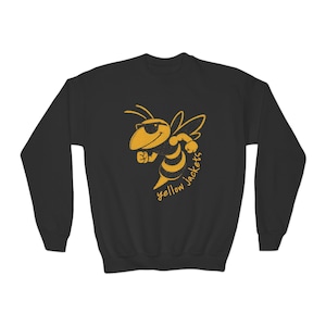 KIDS Yellow Jackets Sweatshirt Yellow Jacket Mascot School Spirit Back to School Youth Team Go Yellow Jackets Crewneck Yellow Jackets Shirt