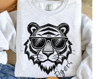 Felpa girocollo con mascotte Tigers, maglietta per insegnanti delle elementari, maglietta scolastica Tigers, maglietta per il ritorno a scuola con mascotte Tigers, maglietta Tigers Spirit