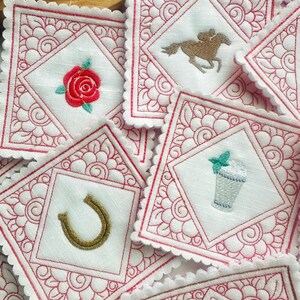 Kentucky Derby Party Coaster Set Kentucky Decor Kentucky Gift Derby Party Favor Horse Racing Decor Bourbon Lover Gift Mint Julep Roses Horse image 2