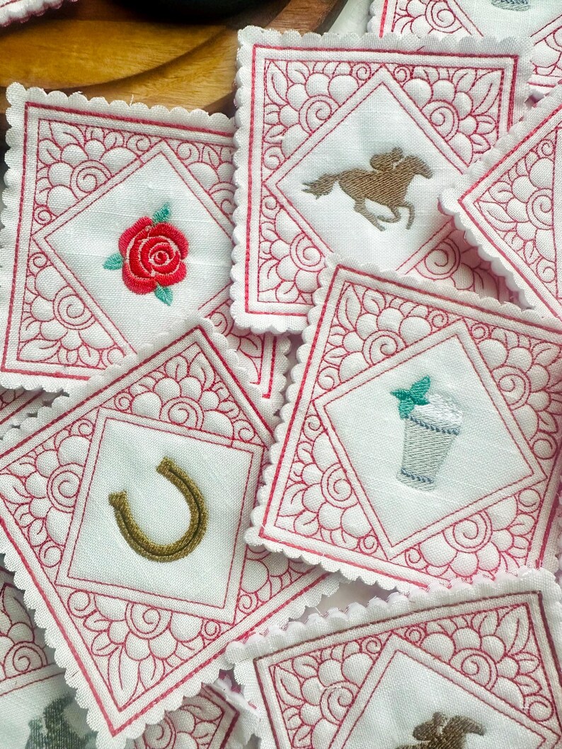 Kentucky Derby Party Coaster Set Kentucky Decor Kentucky Gift Derby Party Favor Horse Racing Decor Bourbon Lover Gift Mint Julep Roses Horse image 2