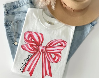 Custom Mascot Bow Shirt COMFORT COLORS Custom Team Name Shirt Back to School First Day of School Teacher Tee Coquette Gameday Bow Shirt