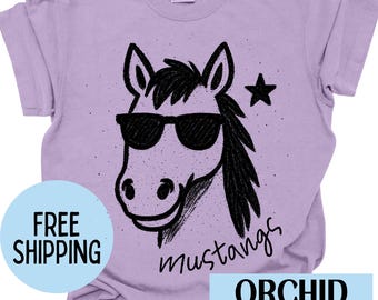 Mustangs Mascot Shirt Mustangs Shirt Comfort Colors Back To School Mustangs Football Mustangs Basketball Mustangs Mom Mustangs Dad Gameday