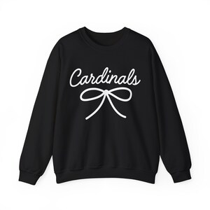Cardinals Mascot Bow Sweatshirt Cardinals Shirt Cardinals Crewneck Cardinals Bow Shirt Cardinals Sweatshirt Gameday Shirt Coquette Cardinals image 2