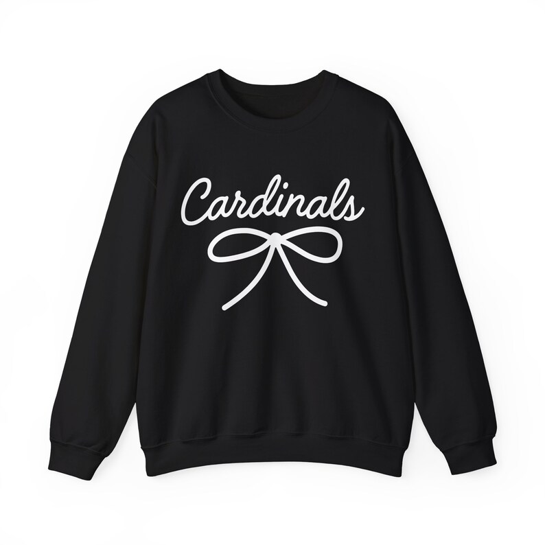 Cardinals Mascot Bow Sweatshirt Cardinals Shirt Cardinals Crewneck Cardinals Bow Shirt Cardinals Sweatshirt Gameday Shirt Coquette Cardinals image 2