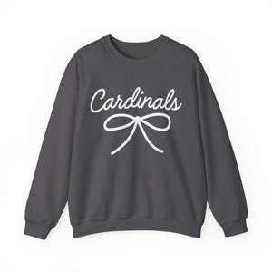 Cardinals Mascot Bow Sweatshirt Cardinals Shirt Cardinals Crewneck Cardinals Bow Shirt Cardinals Sweatshirt Gameday Shirt Coquette Cardinals image 8