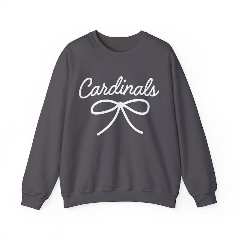 Cardinals Mascot Bow Sweatshirt Cardinals Shirt Cardinals Crewneck Cardinals Bow Shirt Cardinals Sweatshirt Gameday Shirt Coquette Cardinals image 8