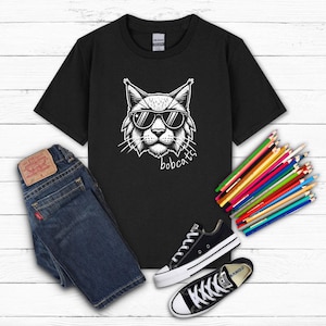 KIDS Bobcats Mascot Tee Elementary School Spirit Shirt Back to School Bobcats Shirt School Colors School Bobcat Pride Youth Sizes Bobcats