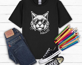 KIDS Bobcats Mascot Tee Elementary School Spirit Shirt Back to School Bobcats Shirt School Colors School Bobcat Pride Youth Sizes Bobcats