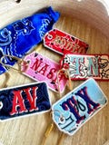 Country Western Embroidered Bandana Tote Bag Charm Cowboy Style Bag Tag Custom Keychain Texas Nashville Girls Trip Bachelorette Bridesmaid