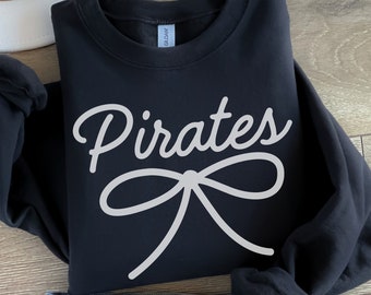 Pirates Mascot Bow Sweatshirt Pirates Shirt Pirates Crewneck Pirates Bow Shirt Pirates Sweatshirt Gameday Shirt Coquette Pirates Shirt