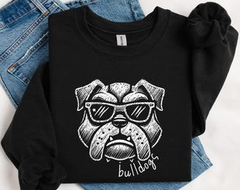 Bulldogs Mascot Sweatshirt Back to School Teacher Gift School Spirit Bulldog Mascot Crewneck Bulldogs Team Colors Cute Bulldogs Sweatshirt