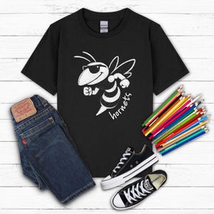 KIDS Hornets Mascot Tee Elementary School Spirit Shirt Back to School Hornet Mascot Shirt School Colors School Spirit Shirt Go Hornets