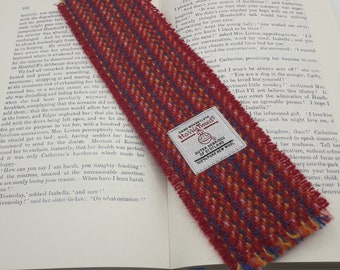 Harris Tweed Bookmark / Red, Orange, Multi/ UK free P&P / Handmade