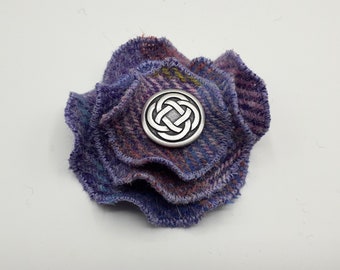 HARRIS TWEED Brooch /Light Purple and Dusty Pink / Handmade in Scotland