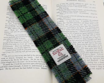 Harris Tweed Bookmark / Green and Black/ UK free P&P / Handmade