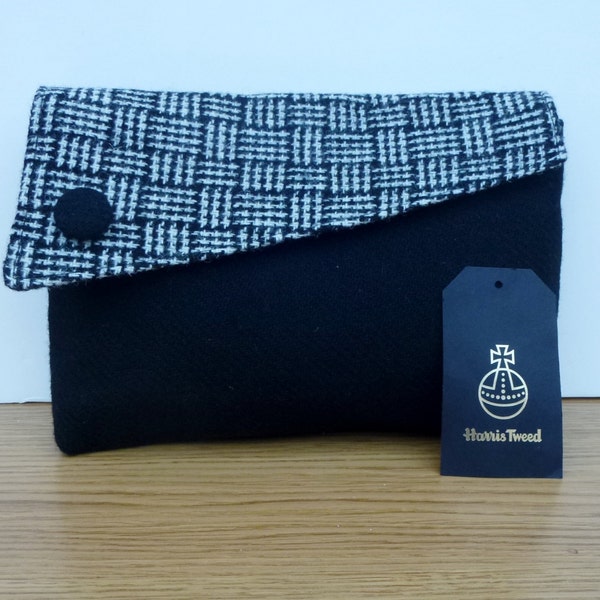 Pochette nera Harris Tweed