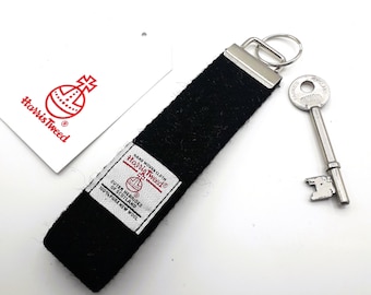 Harris Tweed Keyring / Free UK P&P /Plain Black