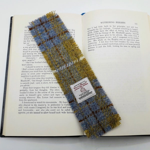 Harris Tweed Bookmark / Mustard and Grey / UK free P&P / Handmade
