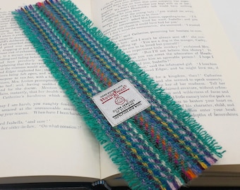 Harris Tweed Bookmark / Green, Teal Multi/ UK free P&P / Handmade