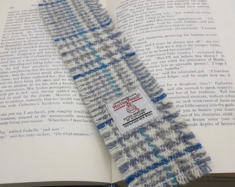 Harris Tweed Bookmark / Grey, Blue and Cream/ UK free P&P / Handmade