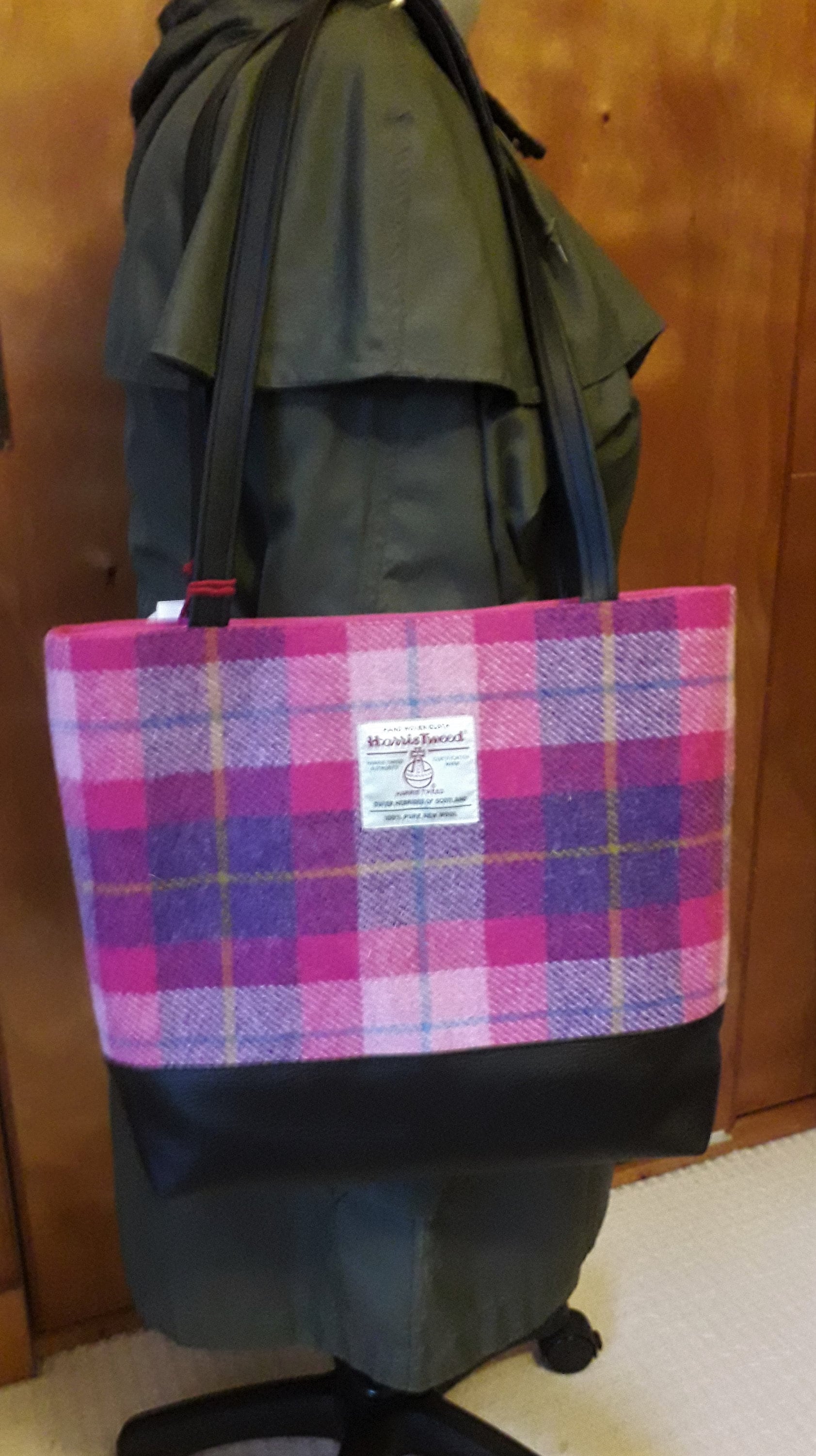 Harris Tweed Tote Bag / Pink and Purple Check / Handmade in | Etsy UK