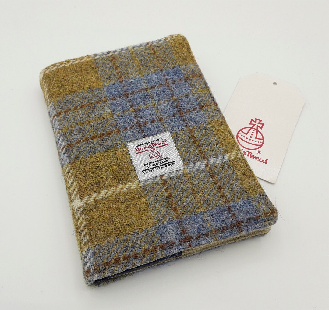 Tufted Notebook Small Notebook With Handmade Harris Tweed Cover /mustard and Blue ...