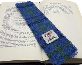 Harris Tweed Bookmark / Medium Blue/ UK free P&P / Handmade
