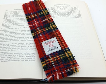 Harris Tweed Bookmark / RedTartan/ UK free P&P / Handmade