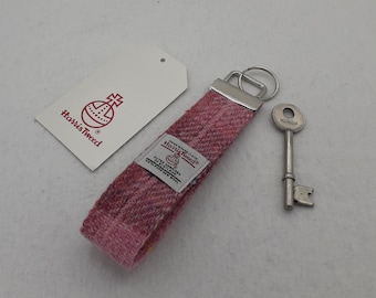 Harris Tweed Keyring /Dusty Pink Check / Wrist Keyfob / Free UK P&P / Handmade