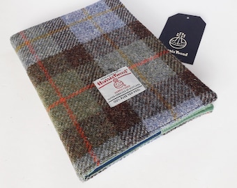 Large HARRIS TWEED Covered Notebook / MacLeod Tartan / Handmade in Scotland